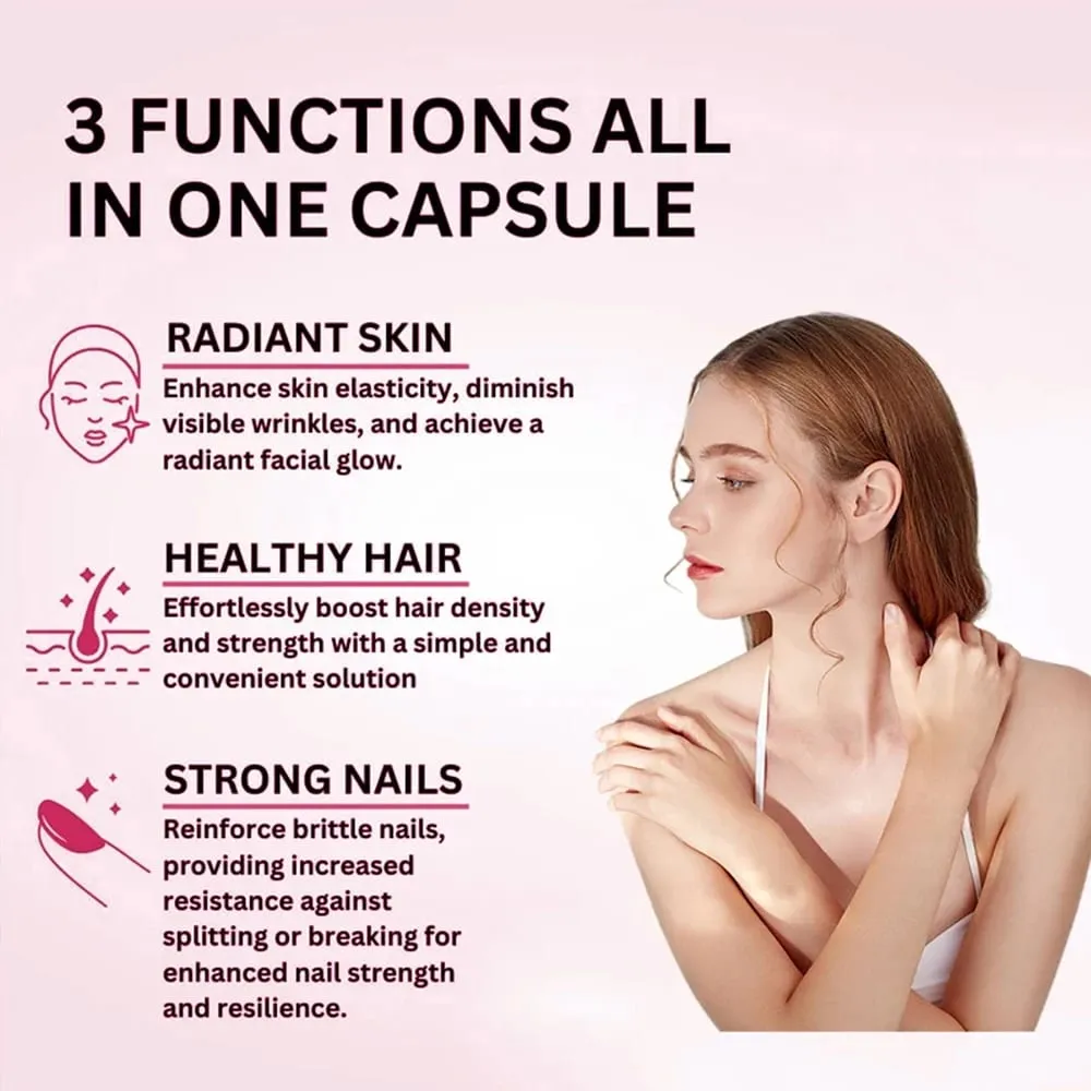 Women Hair Growth Supplement Capsules with Multivitamins Collagen and Biotin for Thicker Fuller Hair Nails and Skin Health