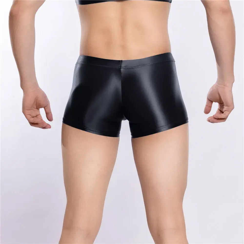 Sexy Men Hot Short Panties U Bulge Pouch Boxer Oil Shiny Glossy Smooth Lingerie Candy Color Underwear Breathable Briefs