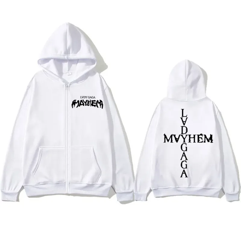Lady Gaga Mayhem Νέο άλμπουμ Zipper Hoodies Ανδρικά Γυναικεία Μόδα Hip Hop Zip Ip Φούτερ Oversized Fleece Y2k Μπουφάν Streetwear