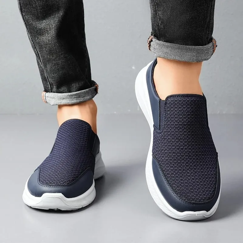 Pull-on Dual Wear Breathable Grid Knit Walking Mules Integrated Elastic Side Gore Panel Rib Segmented Full White Footwear
