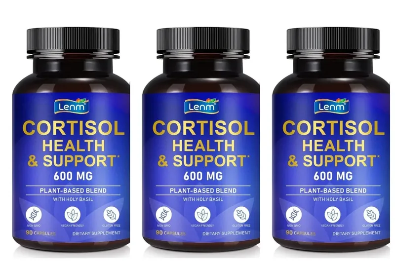 Lenm Cortisol Health Support Capsules Ashwagandha Rhodiola Holy Basil L-Theanine For Stress Balance & Relaxation Adult 90 Count