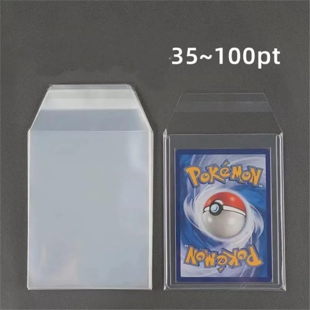 100 Buah Lengan Pelindung Bening Cocok untuk 35PT-100PT Tempat Kartu Plastik Keras untuk Pelindung Kartu Olahraga Perdagangan Permainan Pokemon TCG