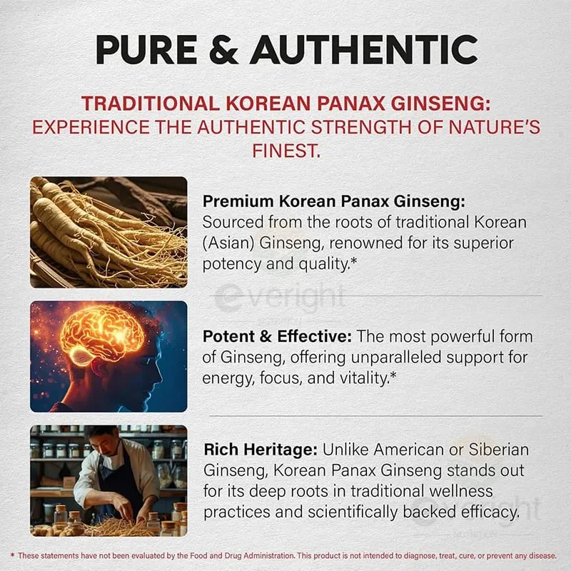 Red Korean Ginseng for Men’s Vitality & Performance – 10:1 Extra Strength Extract for Energy Focus & Productivity – Natural Ve
