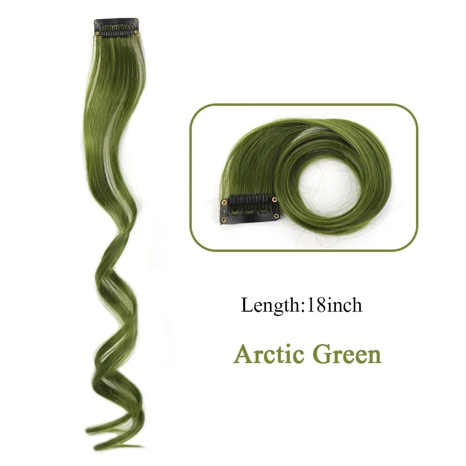 Tổng Hợp Kẹp Trong Một Miếng Nhiều Màu Sắc Làm Tóc Xoăn Tóc Tổng Hợp Miếng 18 "Dài Ombre Tóc Hồng Tím Đỏ xanh Dương