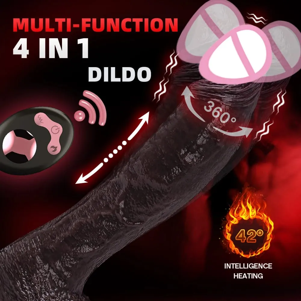 Thrusting Dildo Black Dick Elescopic Vibrating Dildo Vibrator Heating Sex Toy G-Spot Anal Stimulation Vibrating For Women — image 2