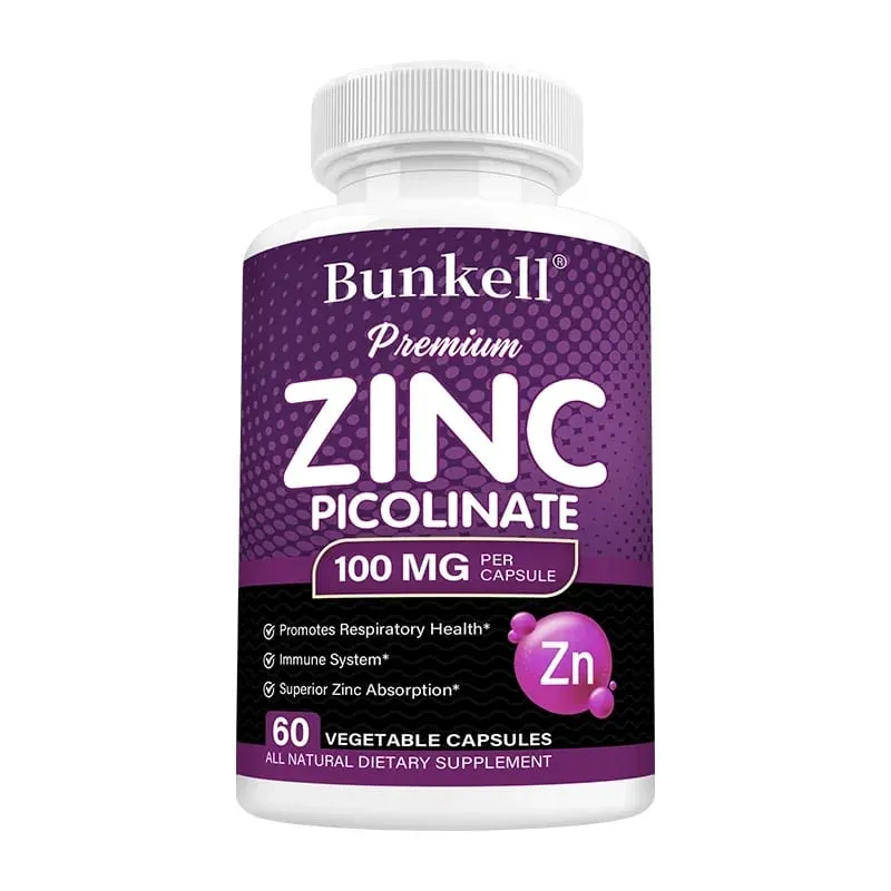 Premium Zinc Picolinate 100mg High Absorption Immune Support Respiratory Health Energy Production & Sleep Supplement