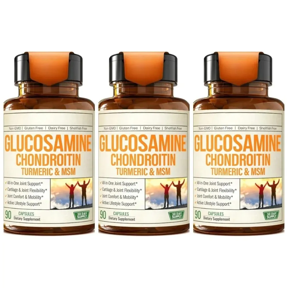 Glucosamine Chondroitin MSM Supplement Capsules with Turmeric Daily Joint Care Support Formula 90 Pieces
