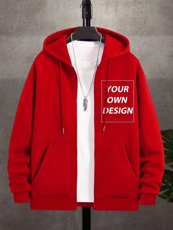 M-3XL Men Personalized Custom DIY Print Casual Fashion Zip-Up Hoodies Loose Youth Coat Basic Campus Sportswear Street Pocket Top