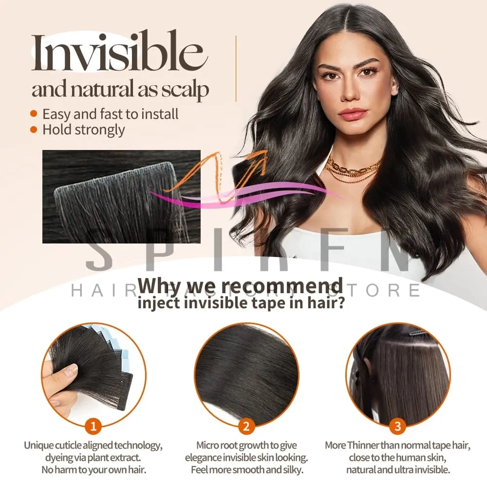 Invisible PU Skin Weft Hair Extensions Natural Straight Machine Remy Seamless Adhesive Tape In Human Hair 10pcs/pack 12''-20''