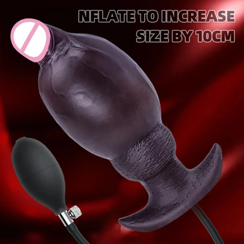 Big Butt Plug Inflatable Anal Plug Penis Wearable Soft Silicone Monster Dildo Knot Trainer Dick for Men Gay Women Adult Sex Toys