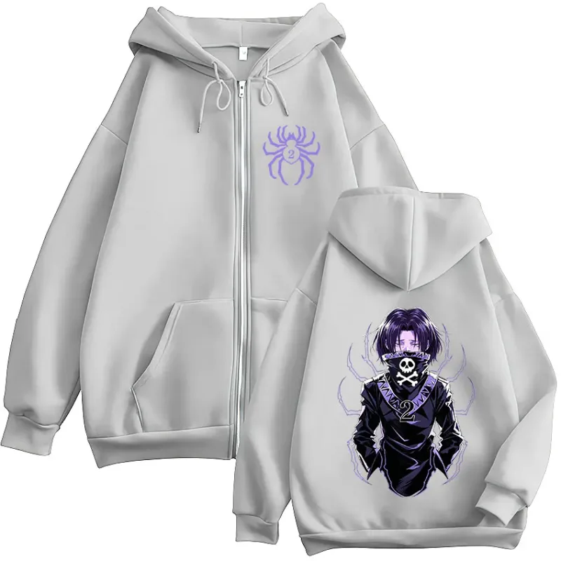 Anime Hunter X Hunter Feitan Portor Zipper Hoodies Men Women Clothing Oversized Fleece Zip Up Hooded Sweatshirts Coat Streetwear