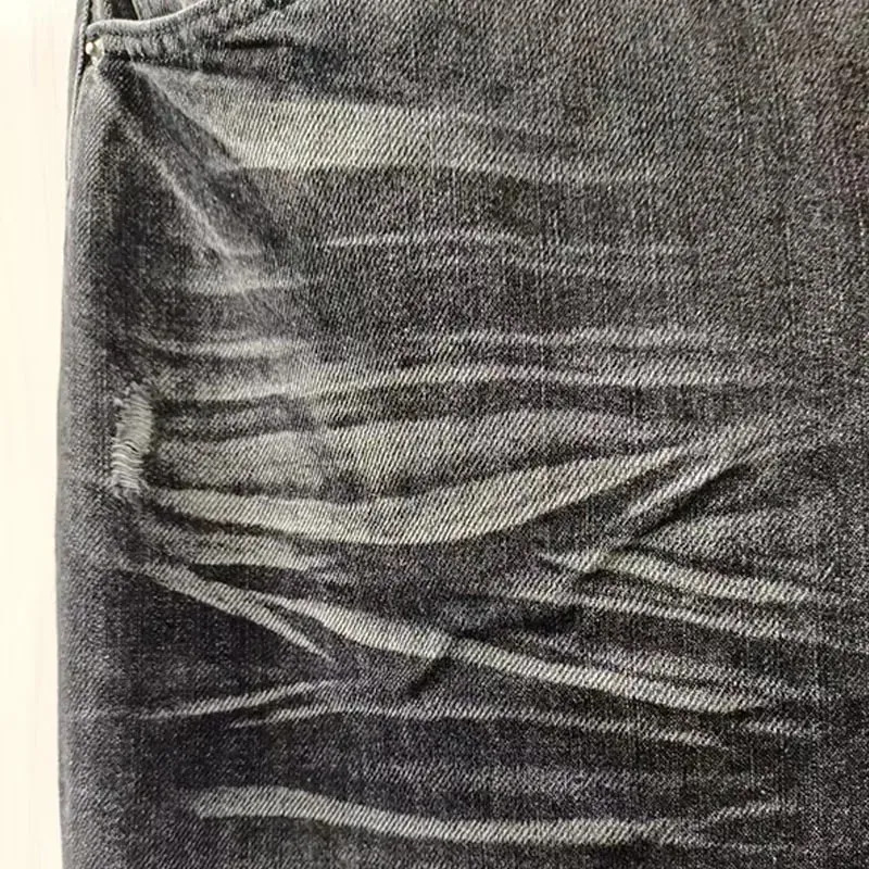 High Street Y2k Ripped Jeans With Embroidered Letters And Beaded Decorations Wide With Pleated Prints Loose Straight Leg Pants