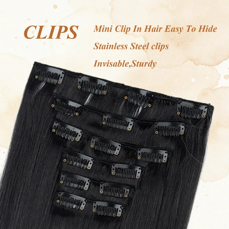 6 ชิ้น 24 นิ้วสี Ombre คลิปต่อผมยาวสังเคราะห์ตรง Hairpieces Layered นุ่มคลิปที่มองไม่เห็น Ins Extensions