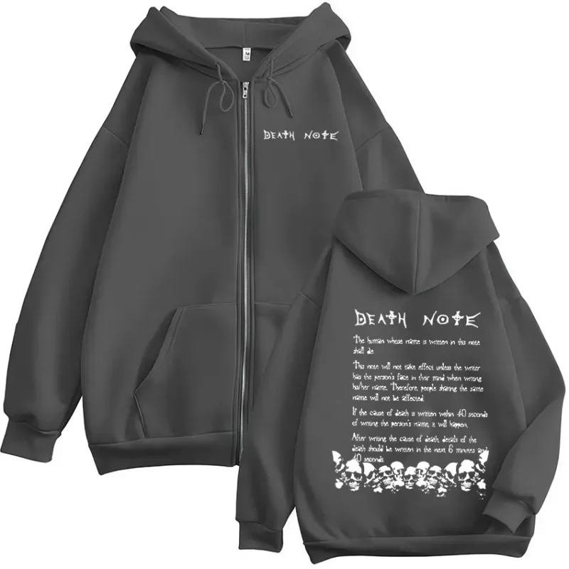 Anime Death Note Rem Ryuk Zipper Hoodies Men's Women Clothing Fashion Casual Long Sleeve Zip Up Hooded Sweatshirts Jacket Coat