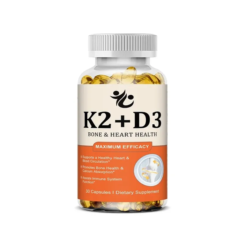 Vitamin D3 5000 IU + K2 MK-7 100mcg Capsules Support Nutrient Absorption Metabolism Bone Heart Health & Immune System