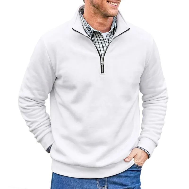 Men Spring and Autumn Half Zip Pullover Sweatshirts Solid Color Outdoor Casual Tops Long Sleeve Hoodie for Sports and Daily Wear