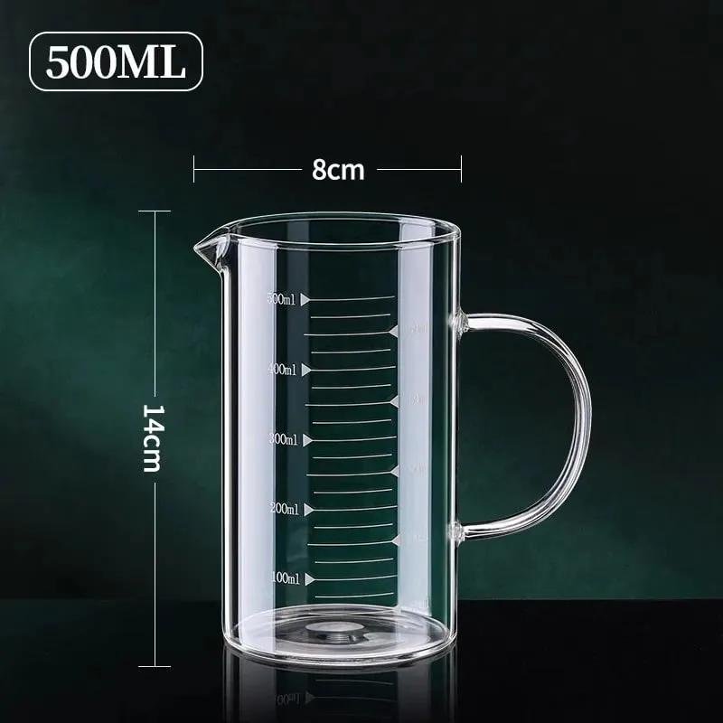 1/2pcs Glass Measuring Cup With Handle Heat-resistant Laboratory Beaker Kitchen Milk Coffe Measuring Mug 250/350/500/1000ml