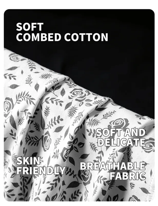 MiiOW 3Pcs Cotton Men Underwear Boxershorts Breathable Rose Print Man Underpants Skin-friendly Large Size Men's Shorts Panties