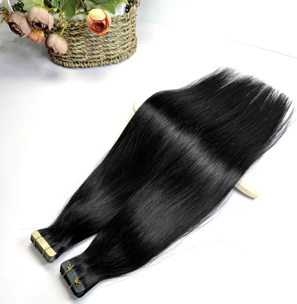 Seamless Brown Tape in Hair Extensions 100% Human Hair Straight 14A Grade Virgin Remy 21pcs 50g Pack Thick End Women #4 Beauty 18 20 22 Inch
