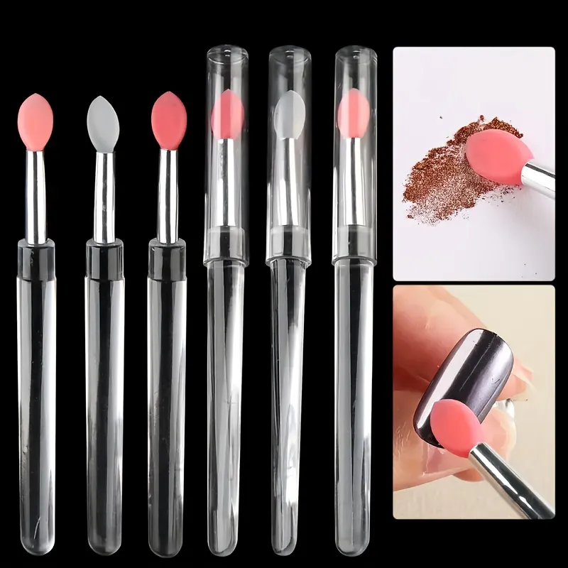 5 reusable silicone nail brushes with mirror effect - double head makeup&nail polish applicator — image 2