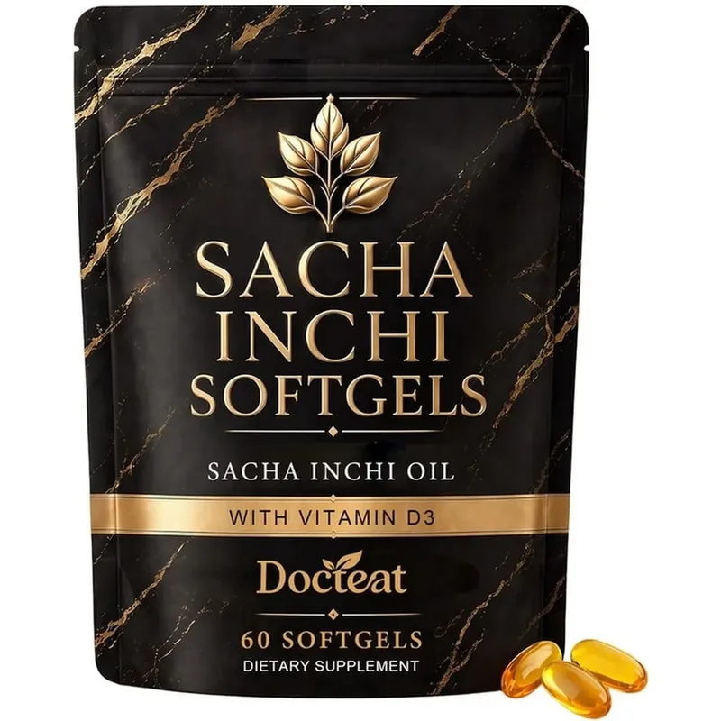 كبسولات هلامية من زيت Docteat Sacha Inchi مع فيتامين D3 المشتق من الأشن لدعم العظام والمناعة وامتصاص الكبسولات الطرية 60 كبسولة هلامية