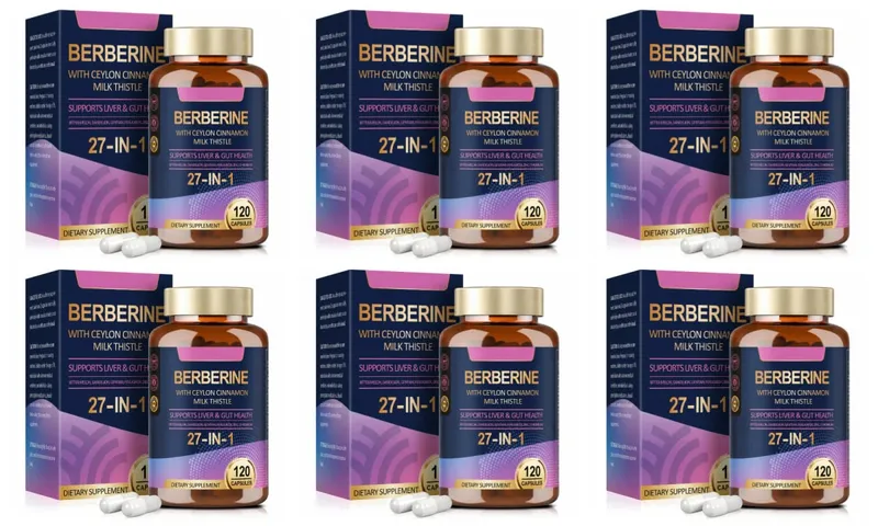 Suplemento de berberina 27 em 1 com cardo de leite de canela de Ceilão para imunidade de saúde intestinal de fígado para homens e mulheres 120 cápsulas veganas — image 10