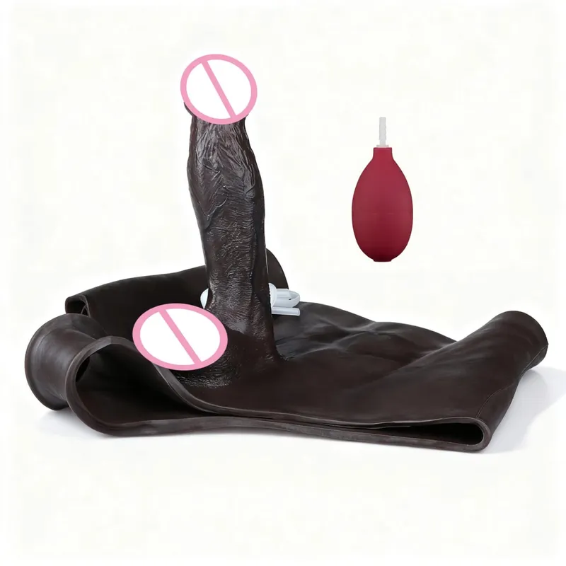 Black Nude Strapon Big Realistic Ejaculation Dildo Silicone Squirting Panties With Simulated Solid Penis Sex Toy For Women