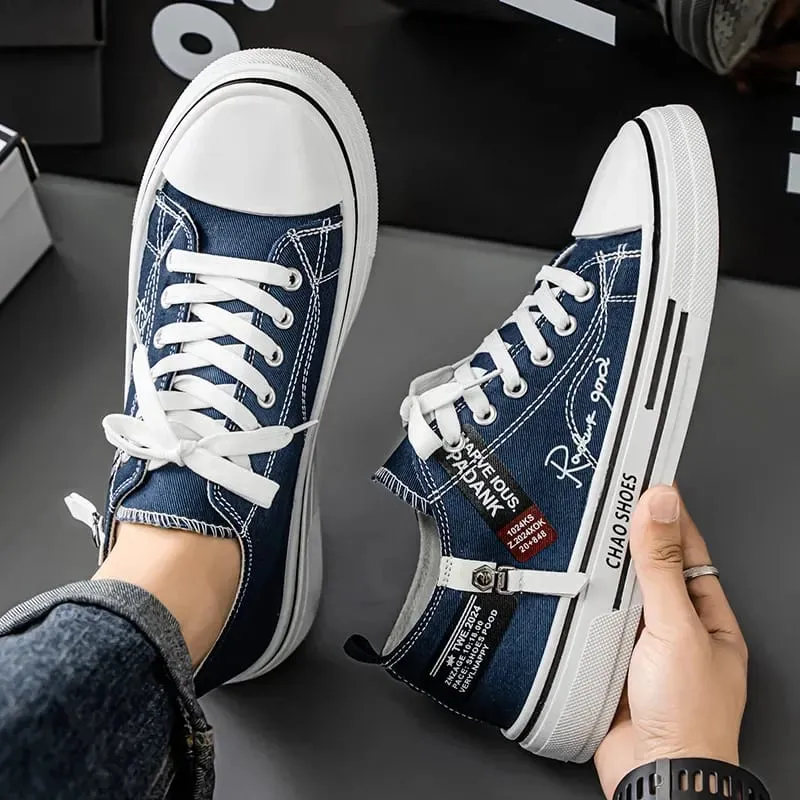Men's Breathable Canvas Shoes Casual Soft Sole Non-Slip Outdoor Walking Sports Sneakers Fashionable Youth Board Flat Summer Foot