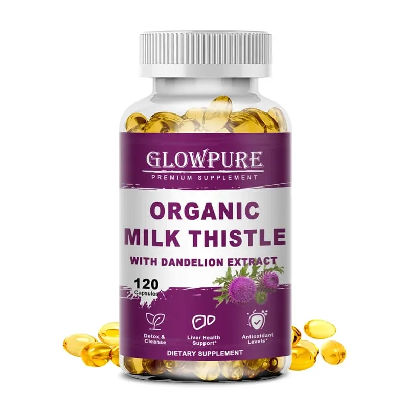 Organic Milk Thistle 9000mg 30X Concentrated Seed Extract 80% Silymarin Liver Support Cleanse Detox Fatty Liver Supplements