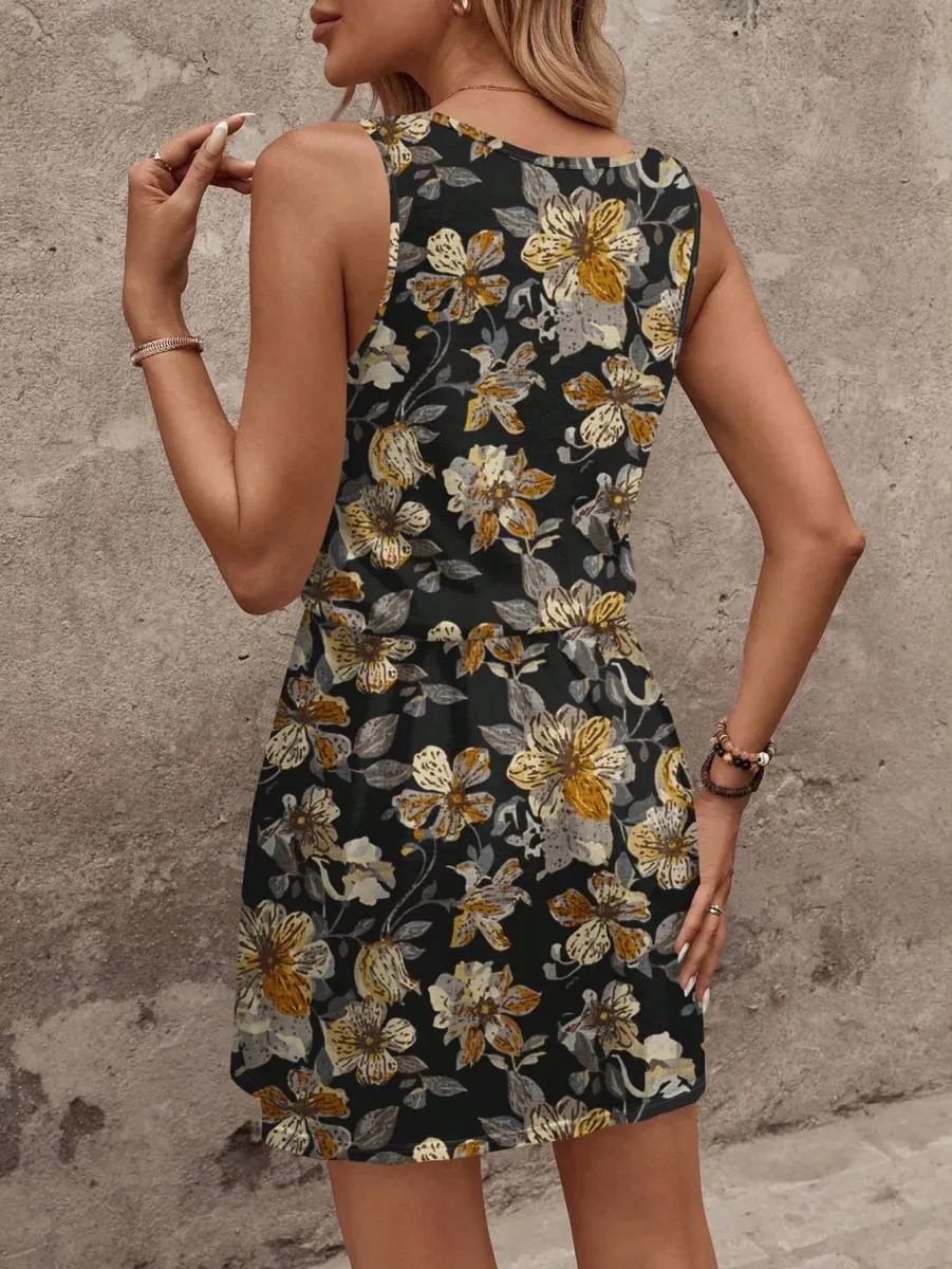 Women's Spring/Summer Vintage Floral Sleeveless Casual Dress