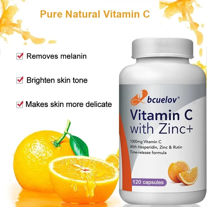 Capsules de vitamine C et de zinc biologiques, haute absorption, soutien immunitaire, antioxydant, collagène, supplément de santé, 30/60/120 points