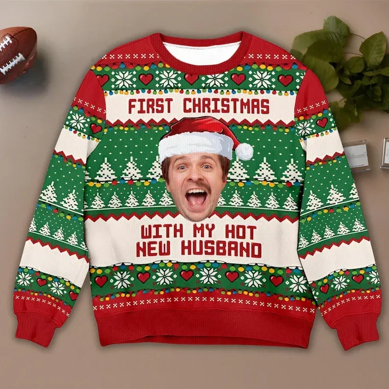 Custom Your Photo 3D Print Ugly Christmas Sweater DIY Face Family Pullovers Funny Image Sweatshirt Personalized Xmas Gift Unisex — image 3