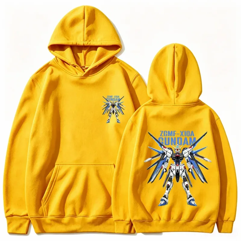Gundam Hoodie Mecha Robot Anime ZGMF Mobile Suit Streetwear Aesthetic Vintage Black Oversized Casual Sport Sweatshirts