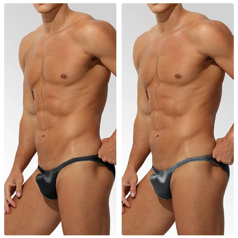 Low Waist Ice Silk Satin Men's Underwear Tight Fit Sport StyleJJ Boosting Luxury Sensual Briefs Youth Nylon Spandex