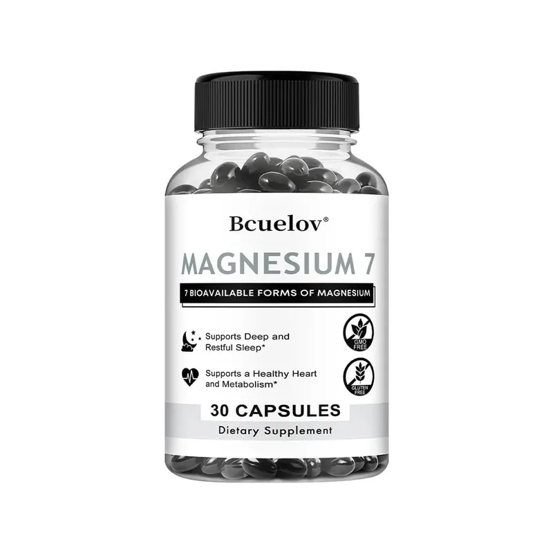 Suplemen Magnesium 7 Kapsul Magnesium Alami untuk Tidur Jantung dan Dukungan Metabolisme dengan Vitamin B6 Vegan Non-GMO