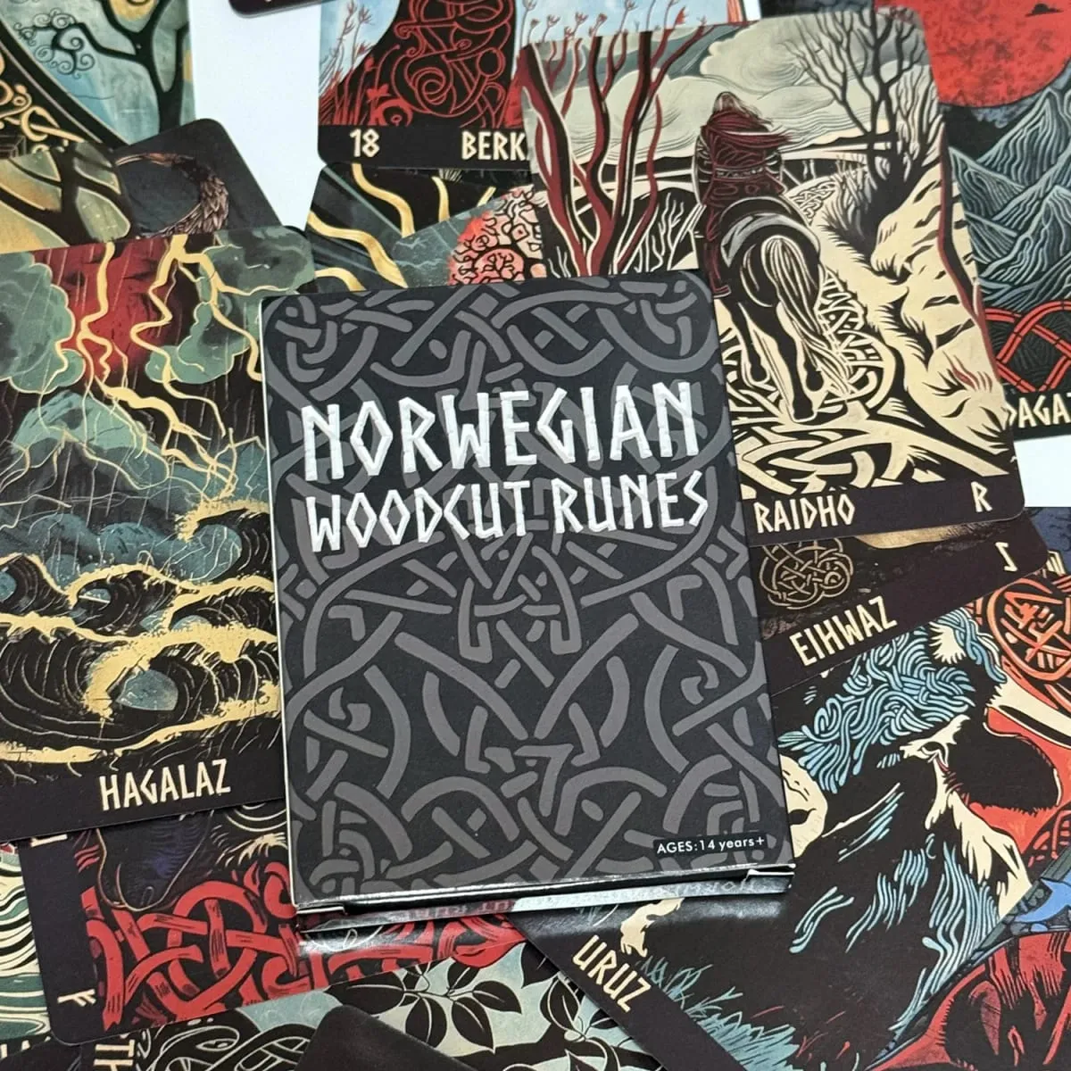 Norwegian Woodcut Runes Deck English 22pcs Board games runes series oracle deck