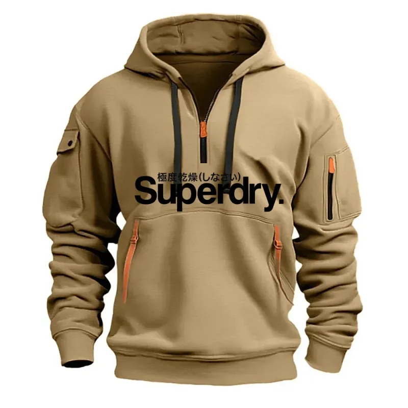 New men's hooded sweatshirt for autumn and winter 2025 fashionable outdoor jogging and fitness loose men's pullover sweatshirt