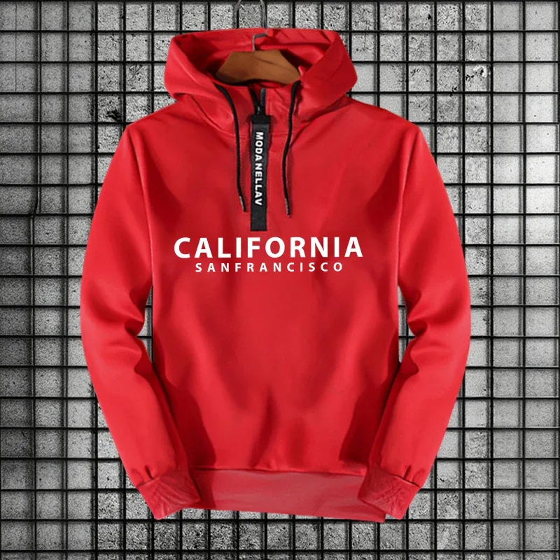 2026 New in Half Zipper Hoodie California Hooded Long Sleeve Sweatshirts Autumn Winter Men Women Daily Casual Sports Pullover