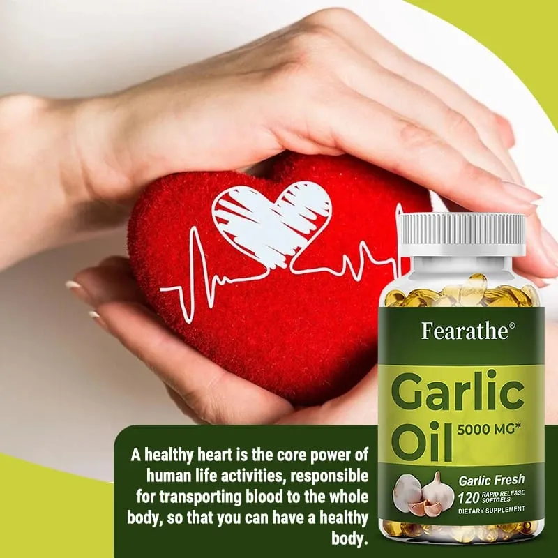 Premium Garlic Fresh 5000mg Garlic Oil Dietary Supplement for Heart Health and Circulation Support with Antioxidant NON-GMO
