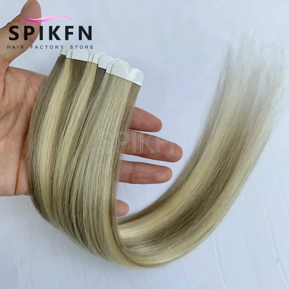 14inches Mini Tape-In Hair Extensions Straight Human Hair Seamless Skin Weft 10pcs/pack Lightweight Butterfly Tape Hair