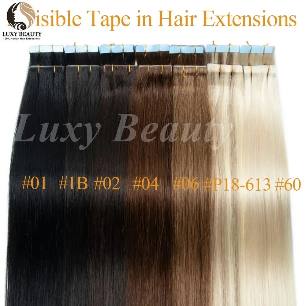 Straight Invisible Tape In Human Hair Extensions Injected PU Tape Hair Extensions Black Blonde Brown Tape Ins Hair 10pcs/Pack
