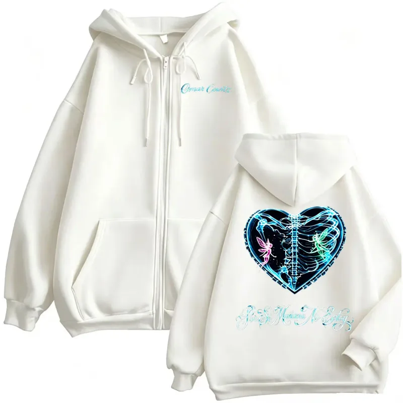 Omar Courtz Por Si Manana No Estoy Tour Print Zipper Hoodies Men Women Fashion Casual Hip Hop Sweatshirt Jacket Coats Streetwear