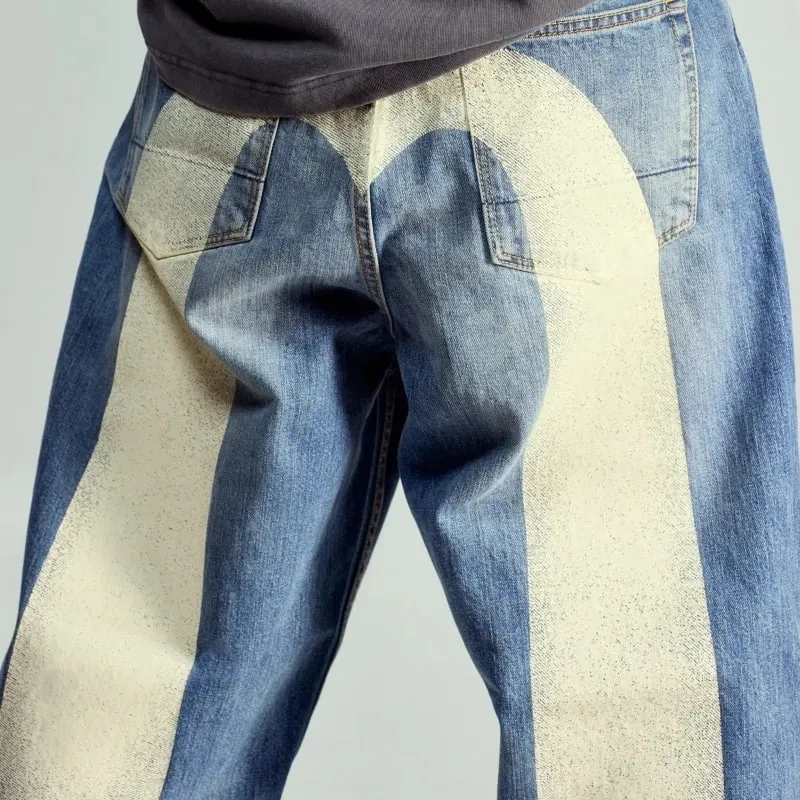 Trend Arrival Jeans Mens Loose Fit Tapered Casual Streetwear Fashion Print High Waist Straight Leg Denim Pants Harajuku Unisex