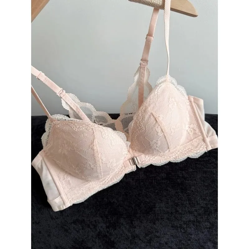 Summer Nouvelle Tendance! Soutien-Gorge Push Up à Fermeture Avant - Bretelles Dentelle Dos Bralette Légère pour Petite Poitrine