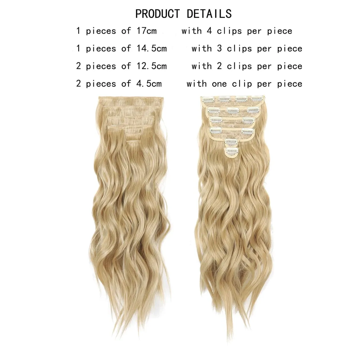 Clip in Hair Extensions 6PCS Thick Synthetic Hair Long Beach Waves hair Invisible Lace Weft Natural Soft Hairpieces for Women