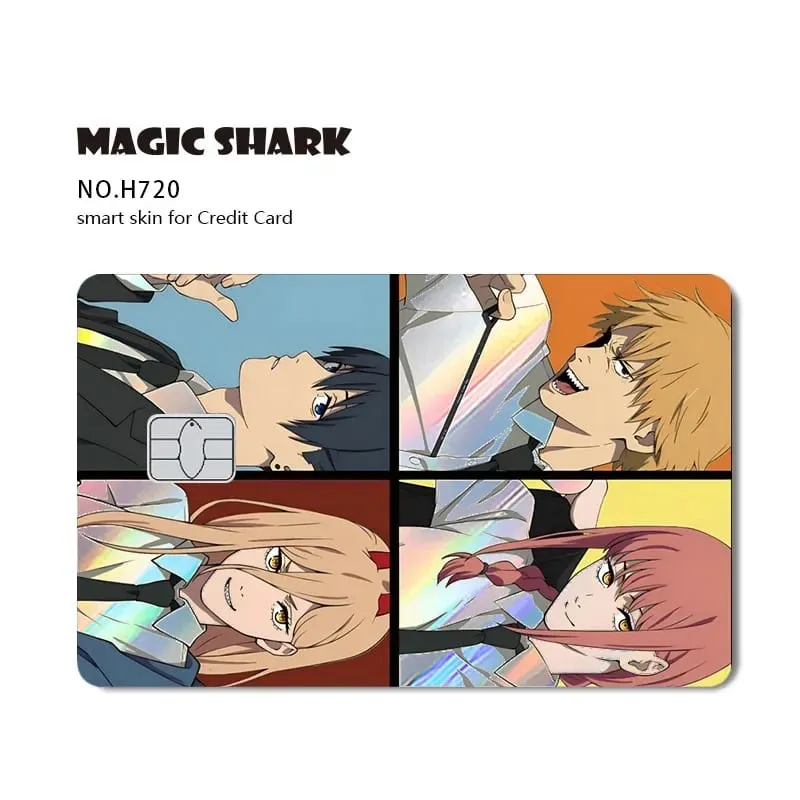 Magic Shark Cool Anime Cool Holographic Laser Shinny Film Skin Sticker Cover for Bank Credit Debit Card