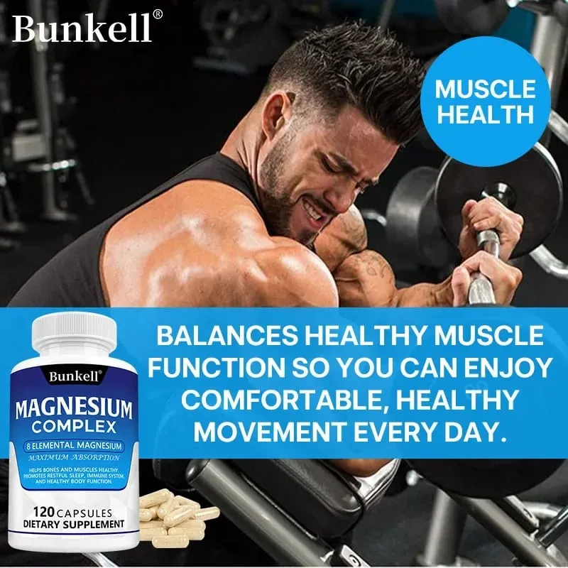 Bunkell Magnesium Complex 5 Forms High Absorption Support Bone Heart Muscle Sleep & Digestion Non-GMO Dietary Supplement