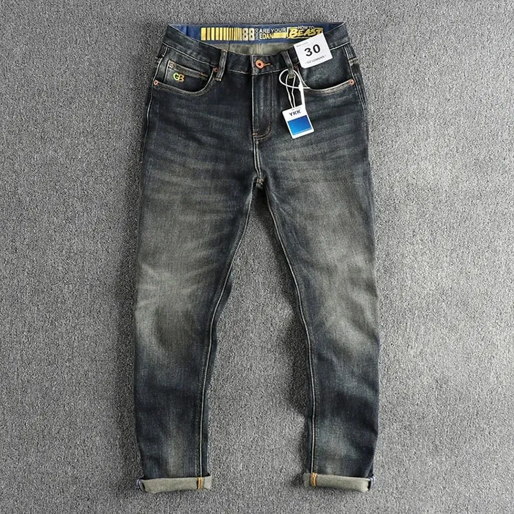 Seluar Jeans Lelaki Baru Musim Gugur Fesyen Regangan Lurus Kasual Kerja Klasik Seluar Denim Ramping Pakaian Jenama Lelaki