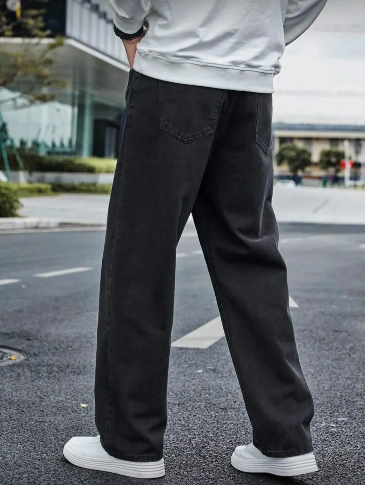 Men's Straight Jeans - Relaxed Fit with Great Drape Tummy & Slimming Dark Grey Wash