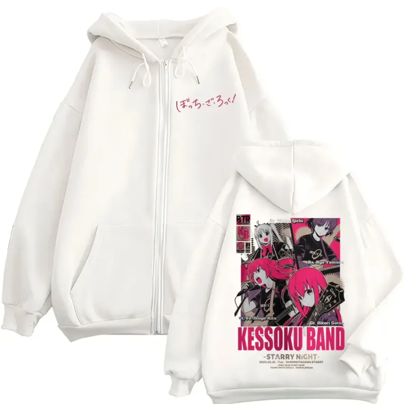 Anime Bocchi The Rock Zipper Hoodies Hitori Gotoh Yamada Ryo Kita Ikuyo Ijichi Nijika Zip Up Sweatshirts Men Women Pullover Coat